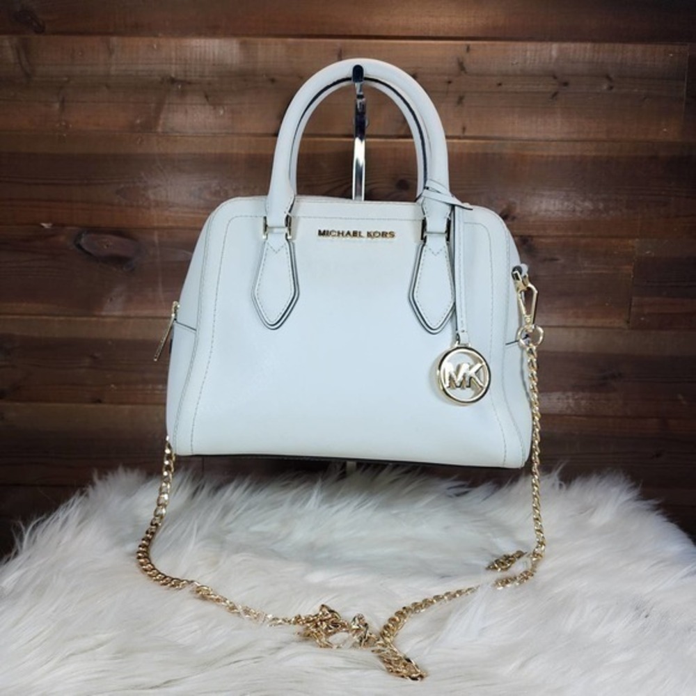 Michael Kors White Ayden Medium Saffiano Leather Satchel